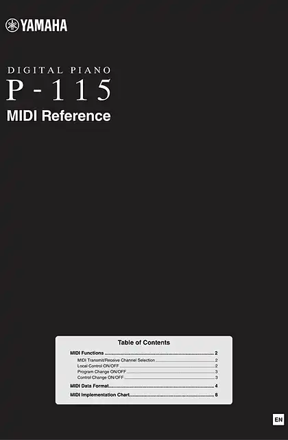 yamaha雅马哈P-115 MIDI Reference